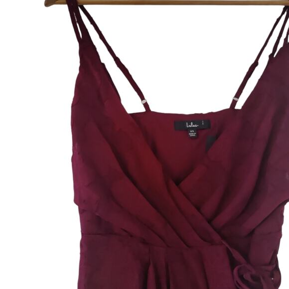 Lulus Burgundy Burnout Jacquard Wrap Maxi Dress - Picture 5 of 7